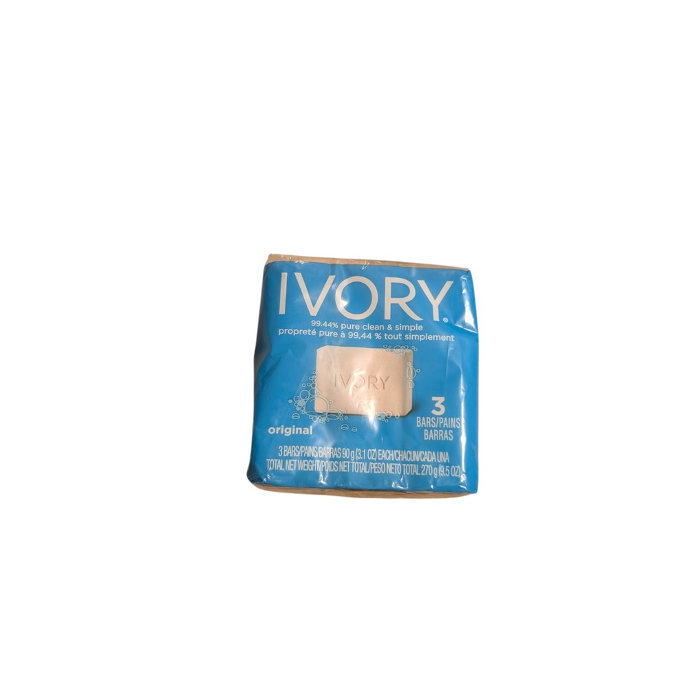 Ivory Original Bar Soap 99.44% Pure Clean and Simple 3 Bars 3.1oz Each Pack